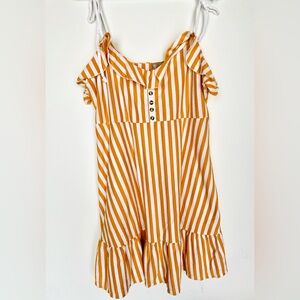 ASOS yellow stripes sleeveless ruffled midi dress